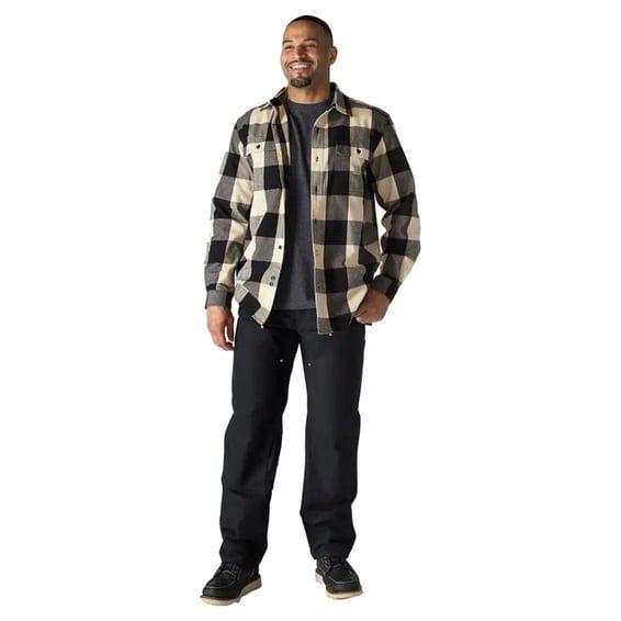 Plaid flannel shirt oat milk