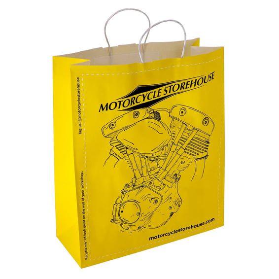 Motorcycle storehouse, logo carrier bag paper