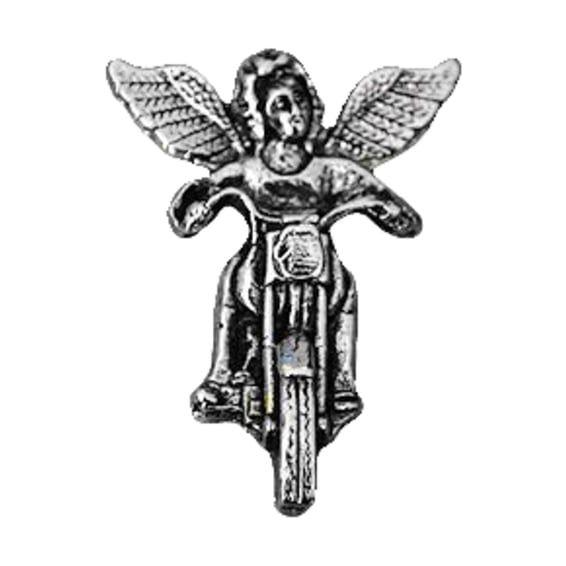 Large guardian angel motorcycle pin