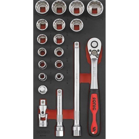 1/2" drive socket set. 20-piece. US/SAE sizes