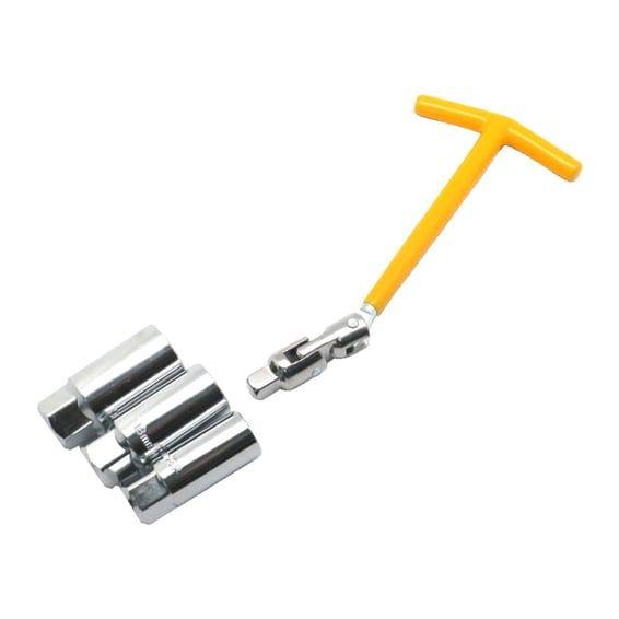 Spark plug t-wrench, with 16/18/21mm sockets