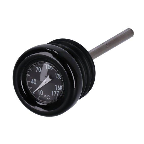 Oil tank dipstick with temperature gauge. Black w/black face